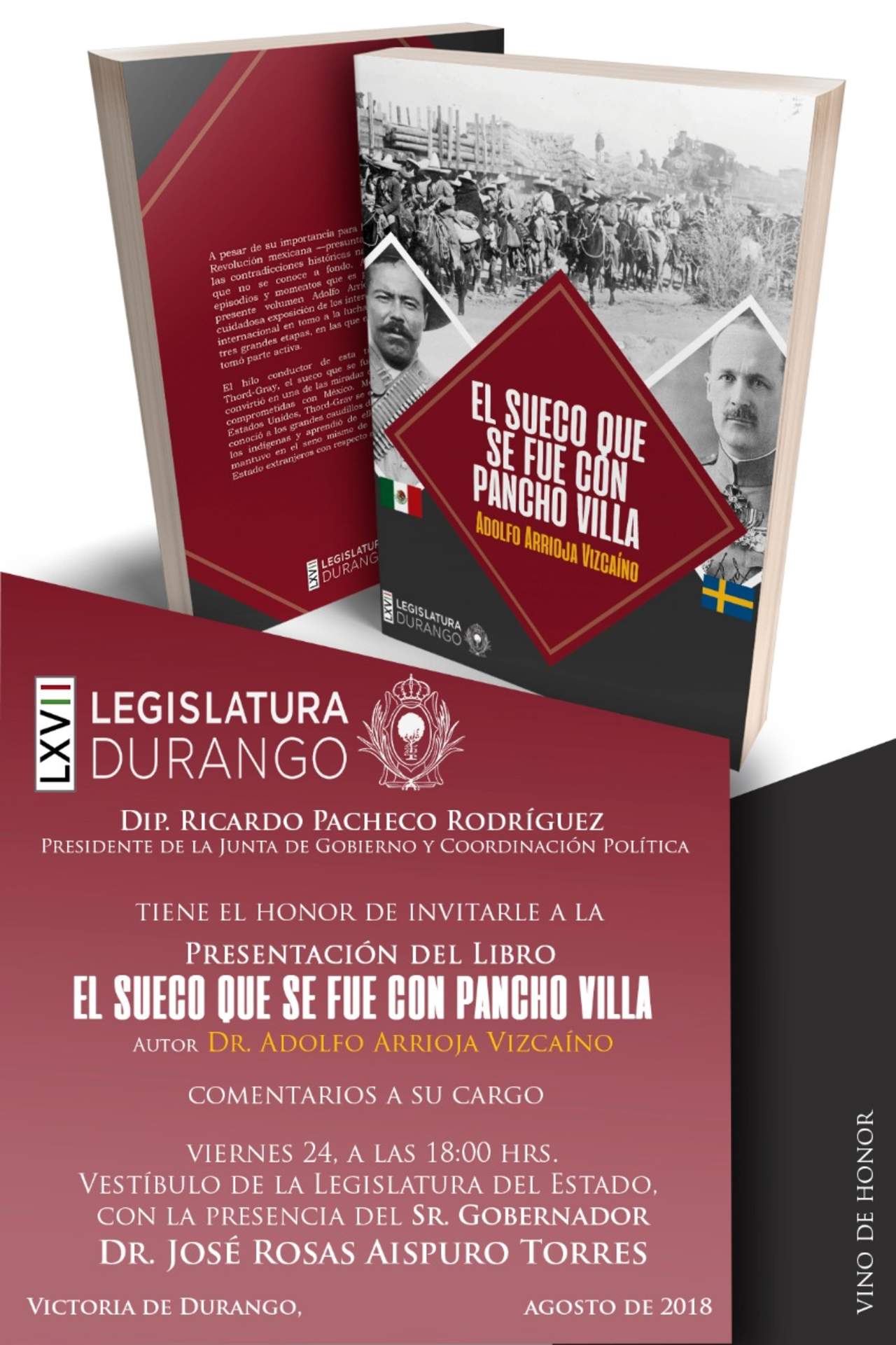 Invitan a presentación de libro en Congreso del Estado de Durango. Noticias en tiempo real