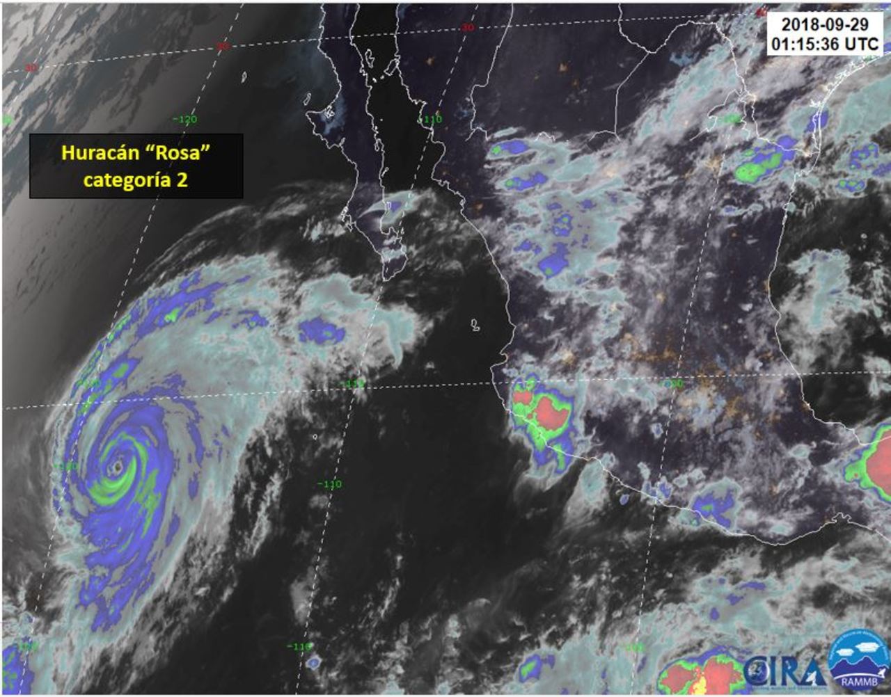 Rosa se degradó a huracán categoría 2. Noticias en tiempo real