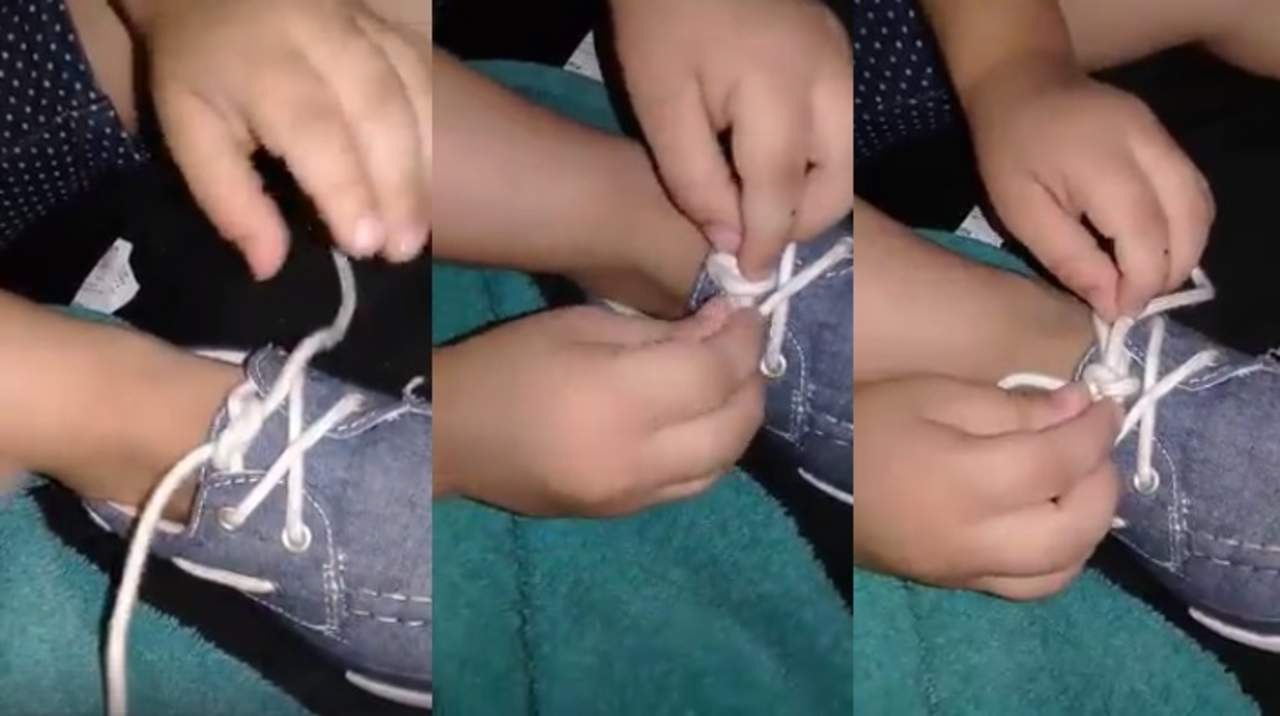 Niño se hace viral al enseñarle a su madre cómo atar las agujetas. Noticias en tiempo real