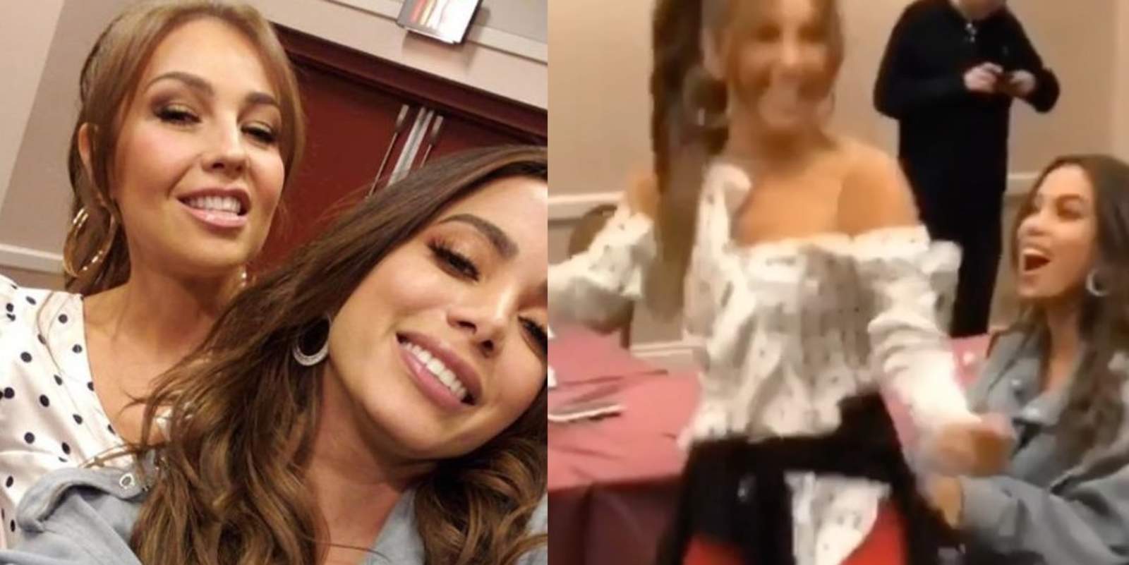 Thalía baila sobre una mesa con Anitta. Noticias en tiempo real