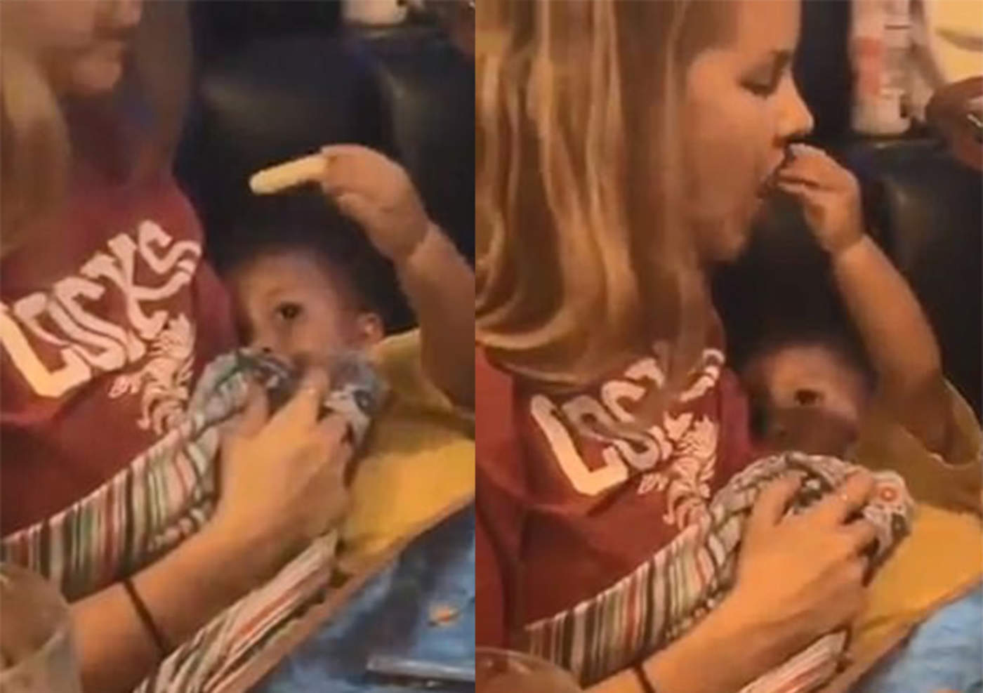 Su bebé la alimenta mientras ella lo amamanta. Noticias en tiempo real