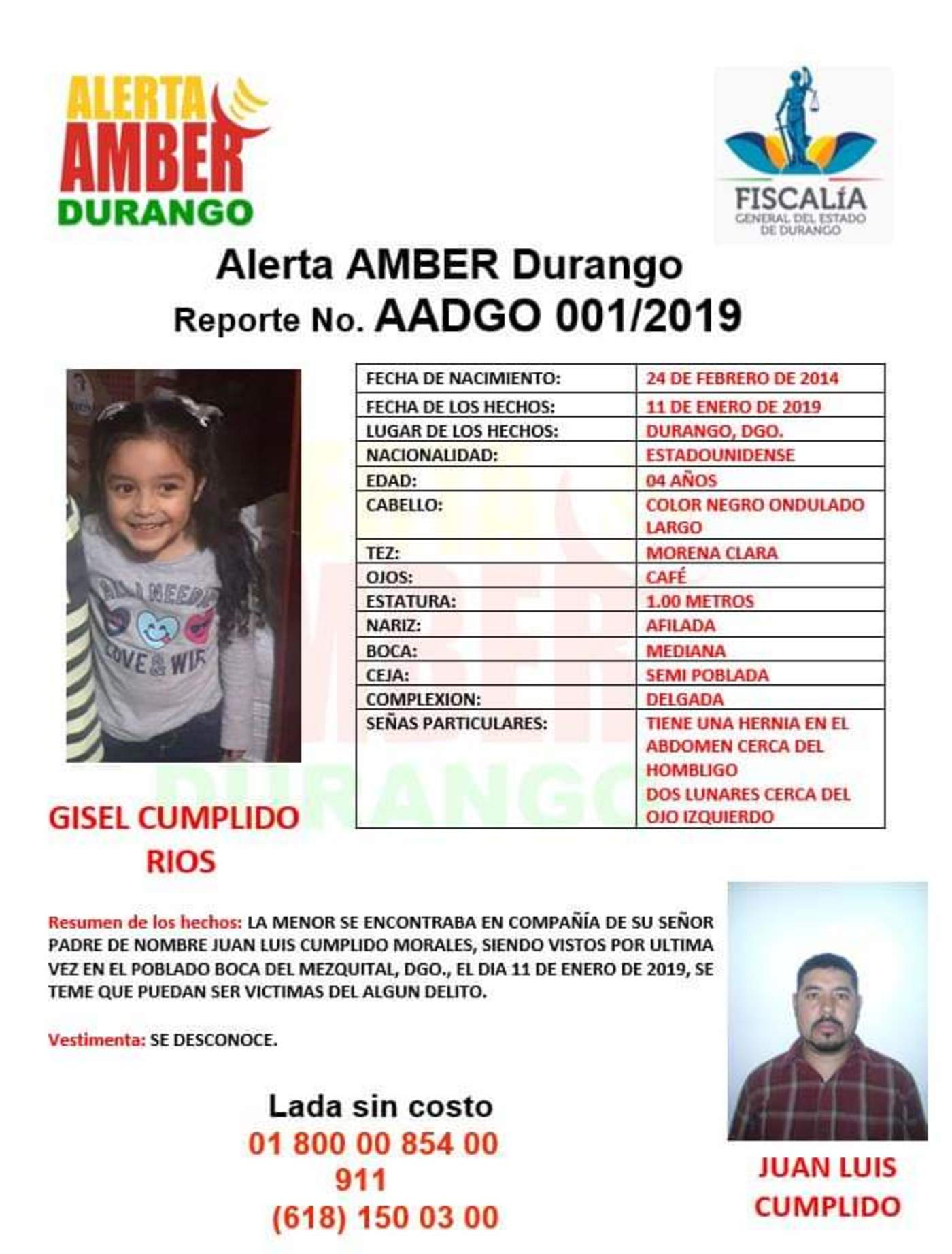 Emiten Alerta Amber por menor de 4 años desaparecida. Noticias en tiempo real