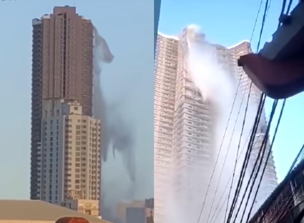 Alberca se convierte en cascada por sismo en Manila. Noticias en tiempo real