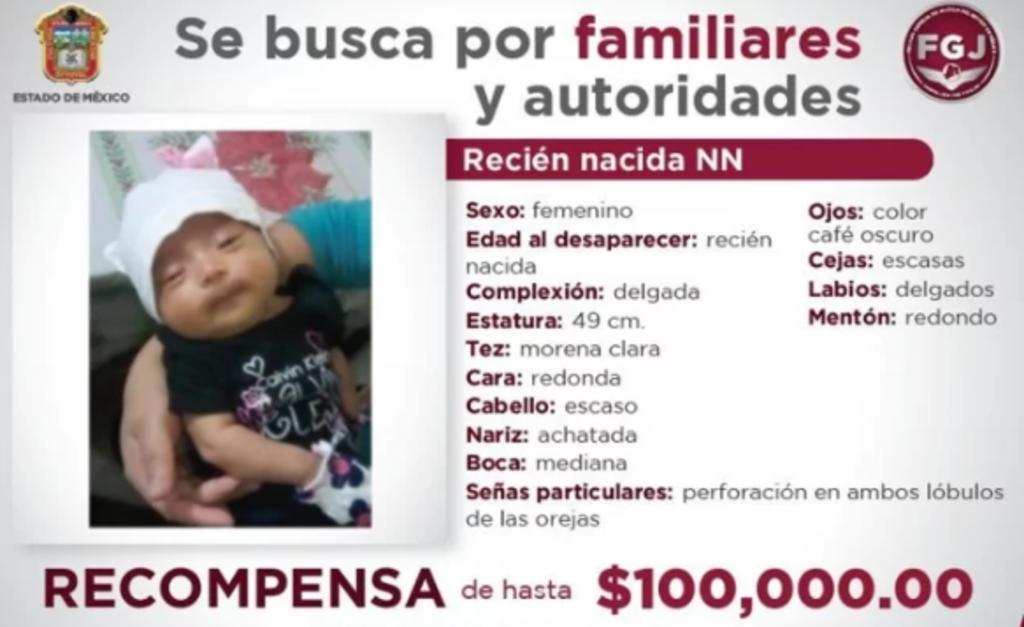 Ofrecen 100 mil pesos de recompensa por bebé robada en Naucalpan. Noticias en tiempo real