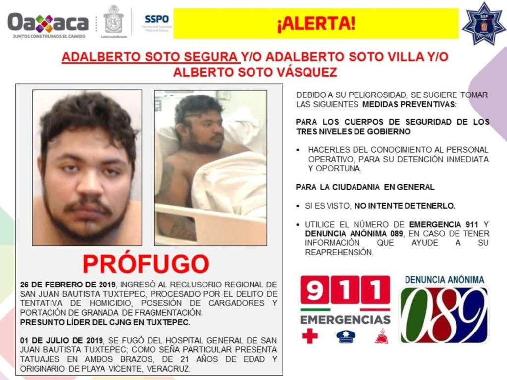 Se fuga presunto líder criminal de hospital en Oaxaca. Noticias en tiempo real