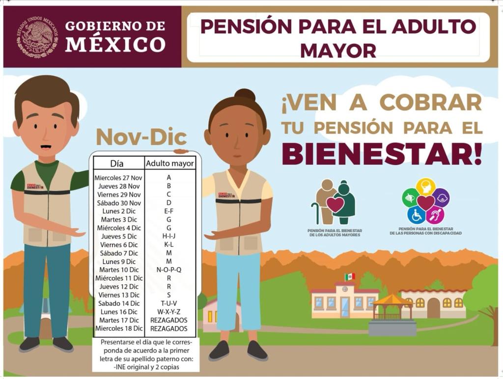 Dan a conocer calendario de pensión del Bienestar. Noticias en tiempo real