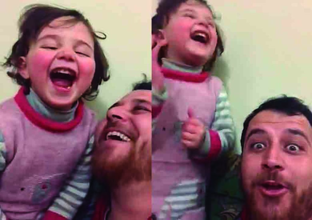 VIDEO: Padre hace reír a su bebé para distraerla de bombardeo en Siria. Noticias en tiempo real
