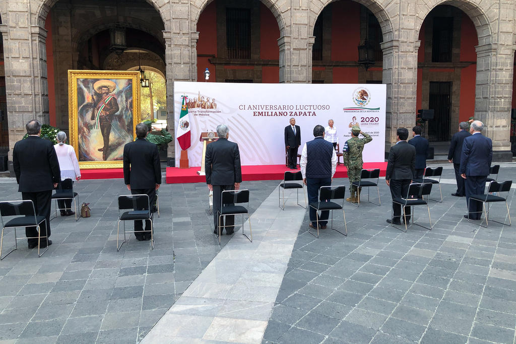 López Obrador conmemora aniversario luctuoso de Zapata, con sana distancia. Noticias en tiempo real
