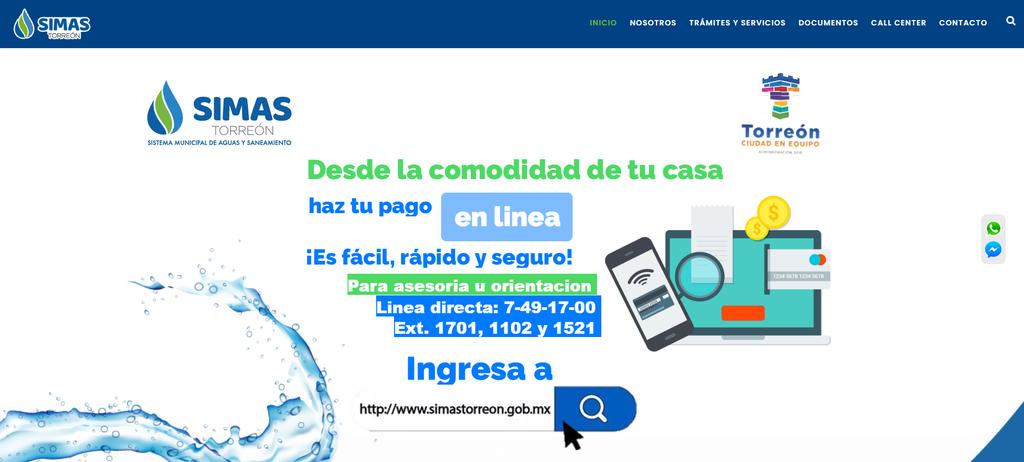 Sube 500 % pago en línea del Simas Torreón. Noticias en tiempo real