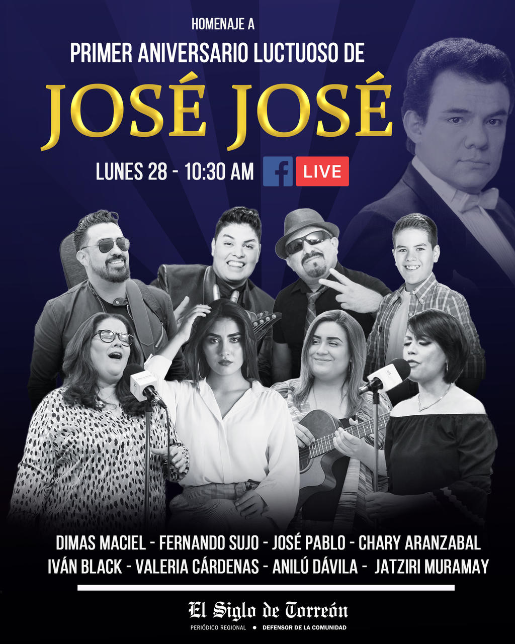José José tendrá un tributo lagunero. Noticias en tiempo real