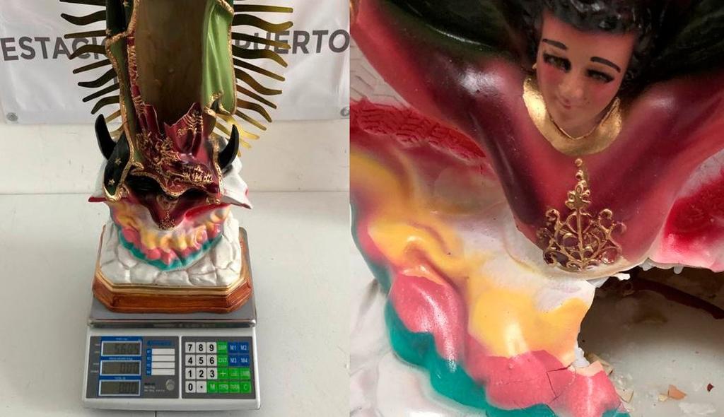 Encuentran 5 kilos de crystal dentro de figura de la Virgen de Guadalupe. Noticias en tiempo real