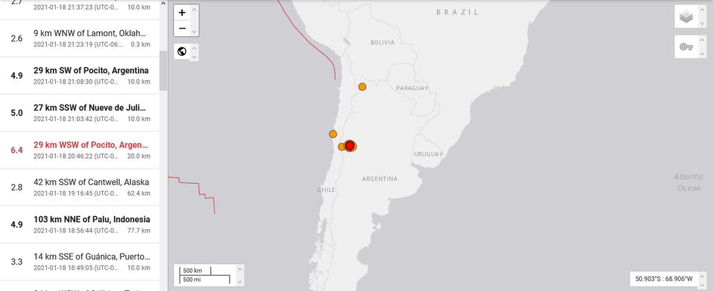 Sismo de magnitud 6.4 sacude a Argentina y Chile. Noticias en tiempo real