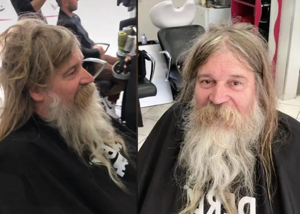 Hombre luce casi irreconocible tras la ayuda de un peluquero. Noticias en tiempo real