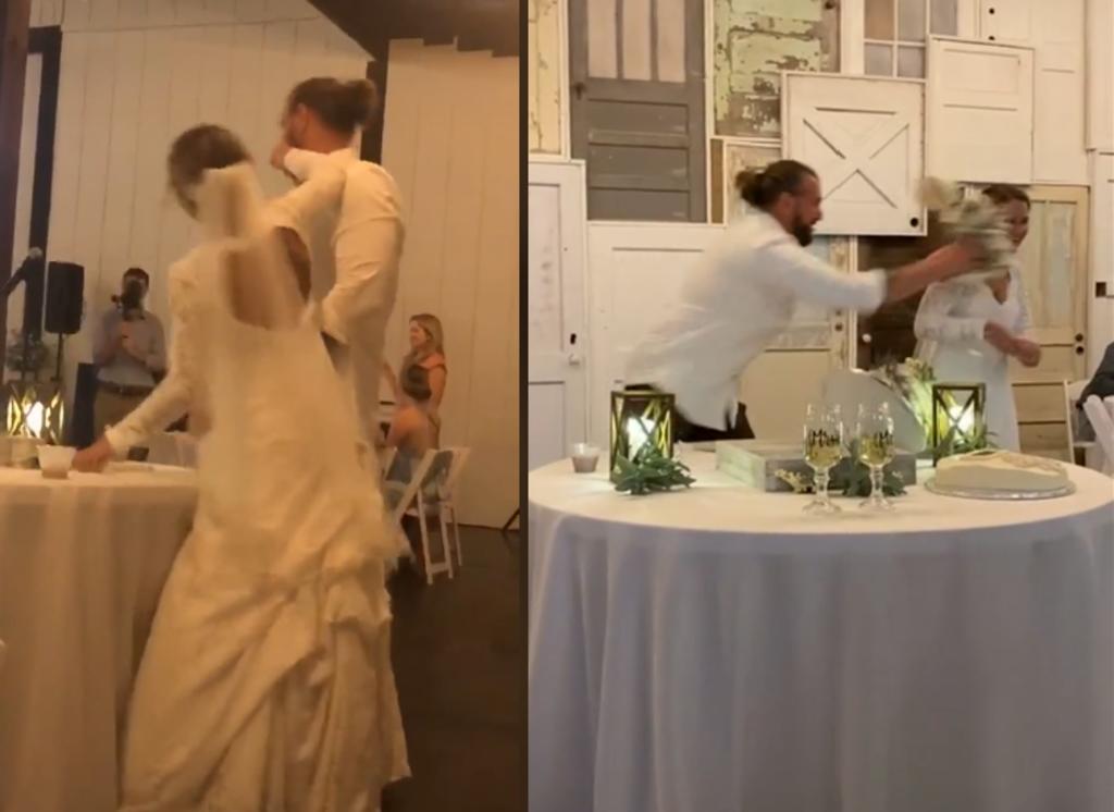 Recién casados se hacen virales al aventarse en la cara su pastel de bodas. Noticias en tiempo real