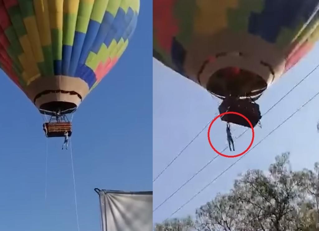 VIDEO: Hombres terminan colgados de un globo aerostático en Teotihuacán. Noticias en tiempo real