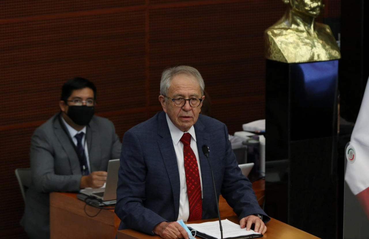 En el Senado de la República inició la comparecencia del secretario de Salud, Jorge Alcocer, así como del titular del INSABI, Juan Antonio Ferrer, sin la presencia del subsecretario de Salud y encargado de la estrategia del combate a la pandemia del COVID-19, Hugo López-Gatell, como demandaba la oposición. (ARCHIVO) 
