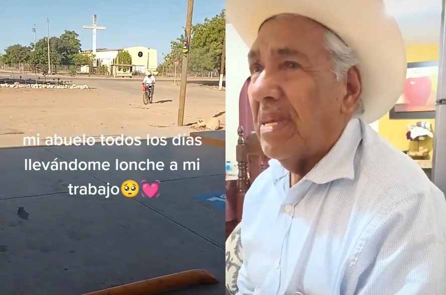 Abuelito se vuelve viral al llevarle a su nieta el lonche todos los días 