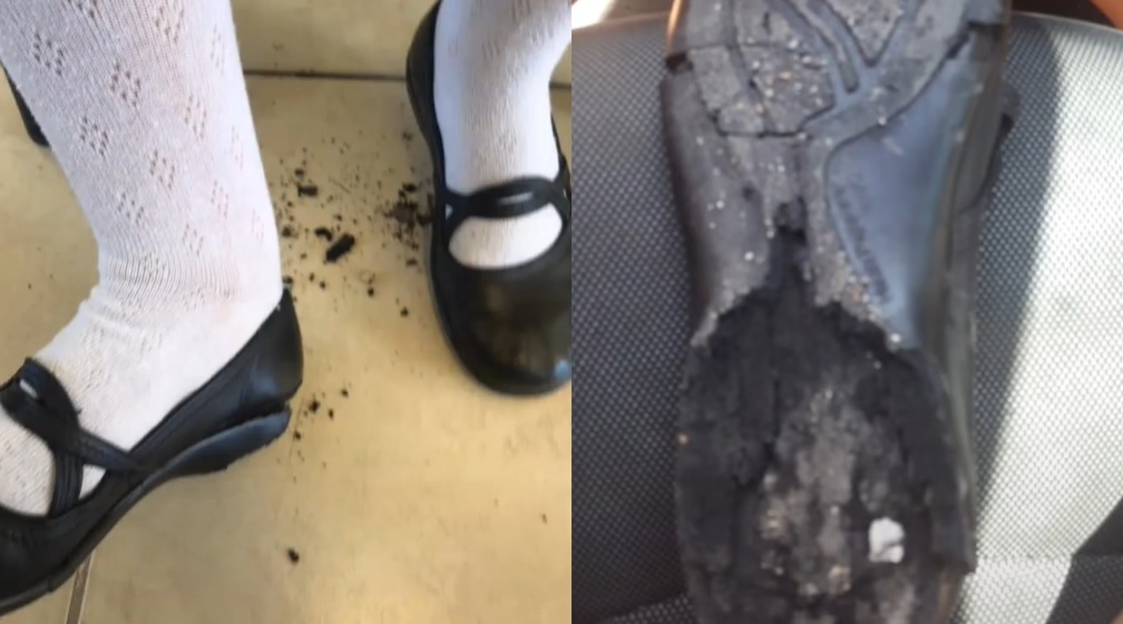 VIRAL: Zapato de estudiante se derrite por el calor 