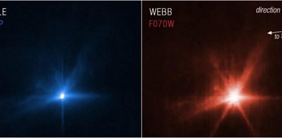 El impacto de DART contra el asteroide desde los ojos del Hubble y el Webb. Noticias en tiempo real