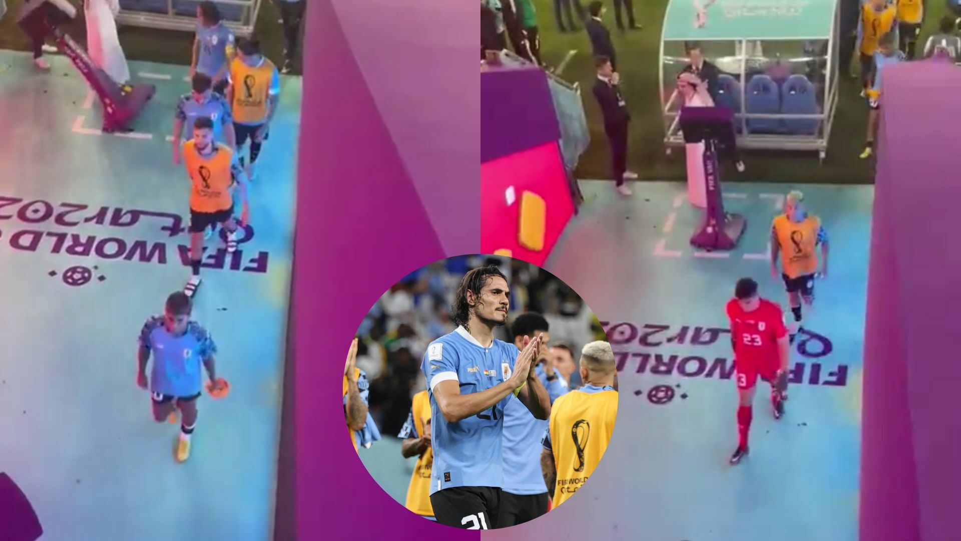 VIDEO: Edinson Cavani tira la pantalla del VAR en Qatar 2022. Noticias en tiempo real