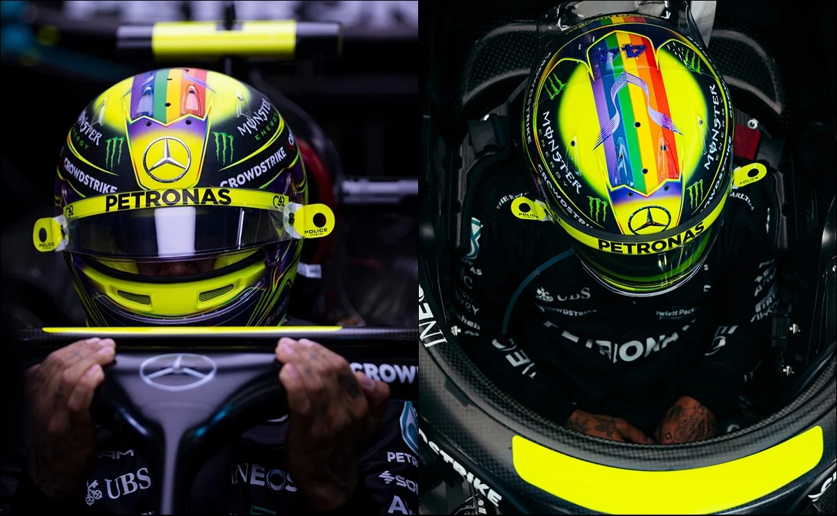 Lewis Hamilton reta a la FIA al utilizar casco de arcoíris. Noticias en tiempo real