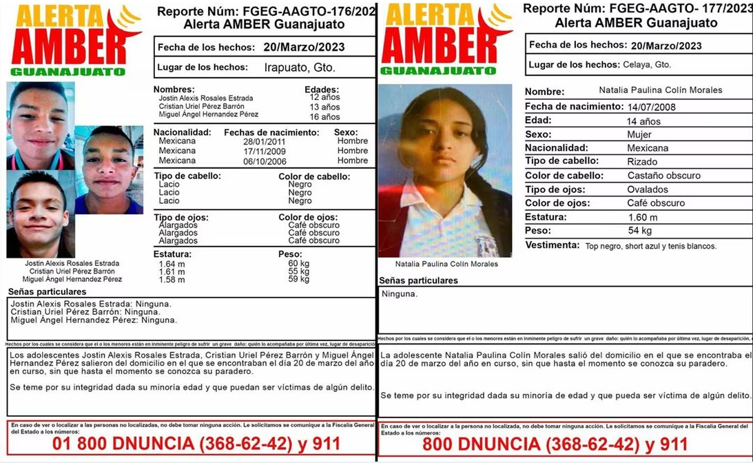 Buscan a 4 menores desaparecidos en Irapuato y Celaya. Noticias en tiempo real