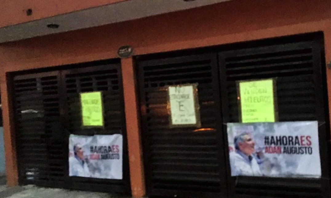 Pese a la orden del INE, colocan mantas en favor de Adán Augusto López en Tamaulipas. Noticias en tiempo real