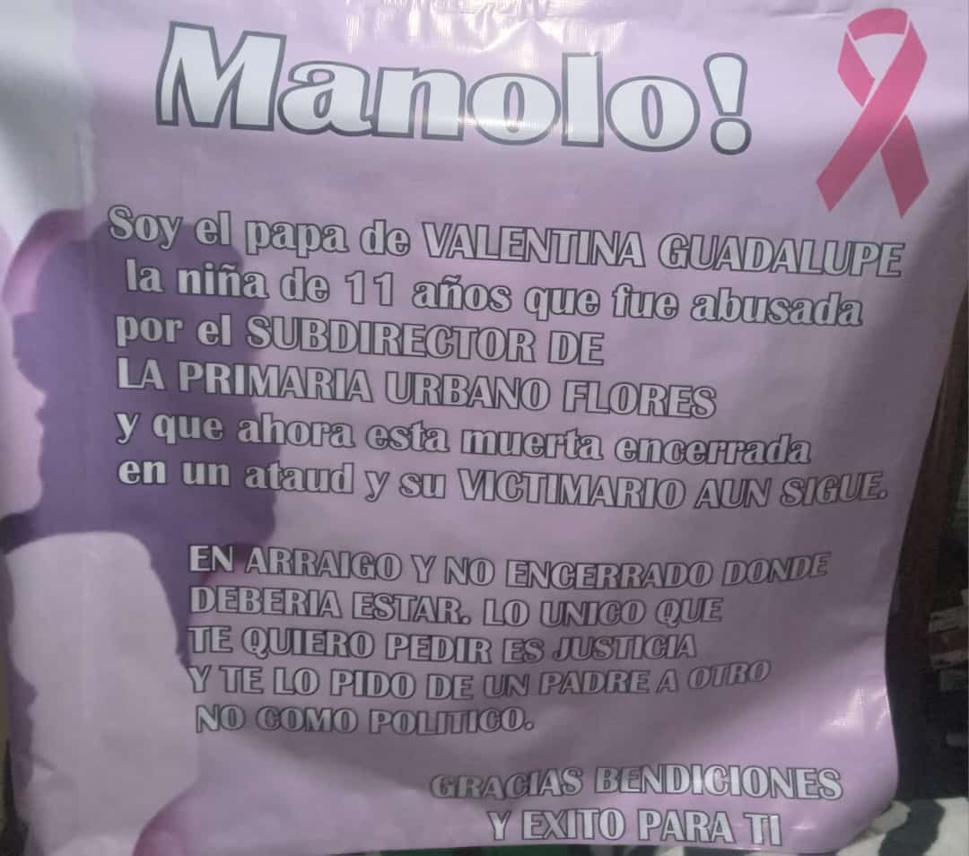 Colocan lona en Cristo de las Galeras para exigir justicia por caso Valentina. Noticias en tiempo real