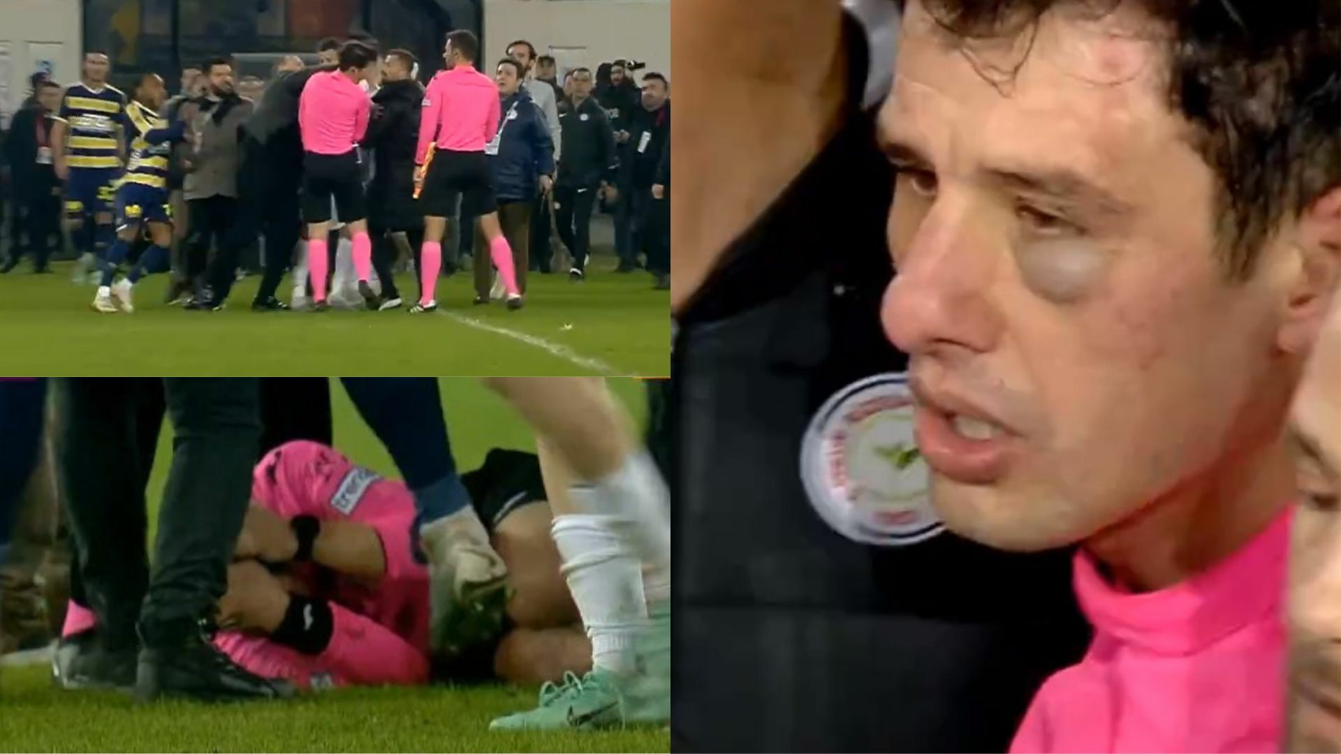 Presidente de un equipo y jugadores agarrar al árbitro a golpes en Super Liga de Turquía . Noticias en tiempo real