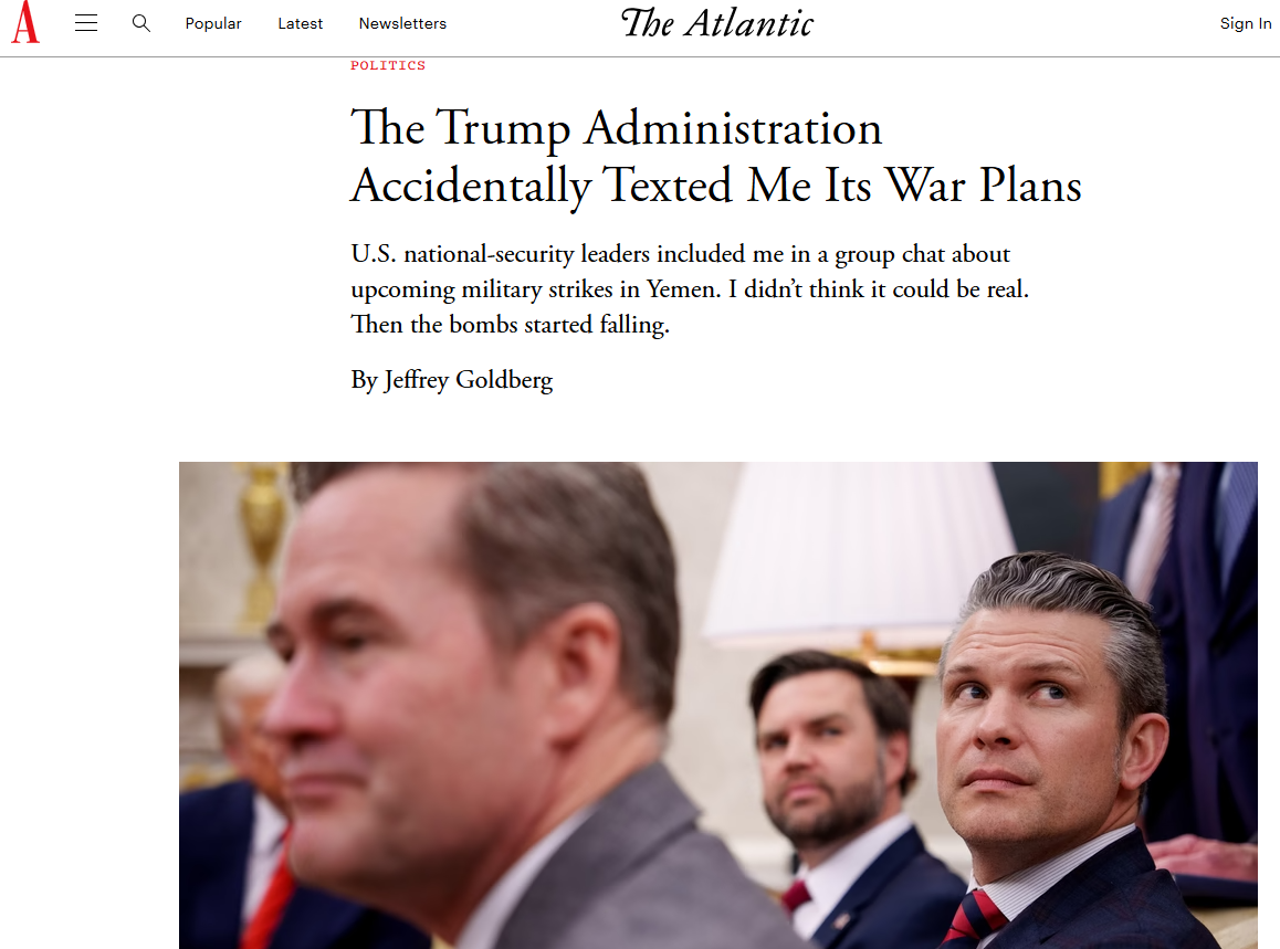 Funcionarios de Trump incluyeron a periodista en chat de planes de guerra contra hutíes . Noticias en tiempo real