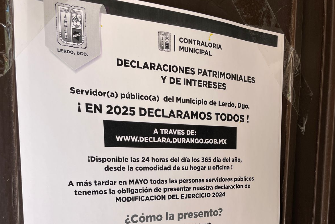 En mayo los servidores públicos de Lerdo presentan su declaración patrimonial . Noticias en tiempo real