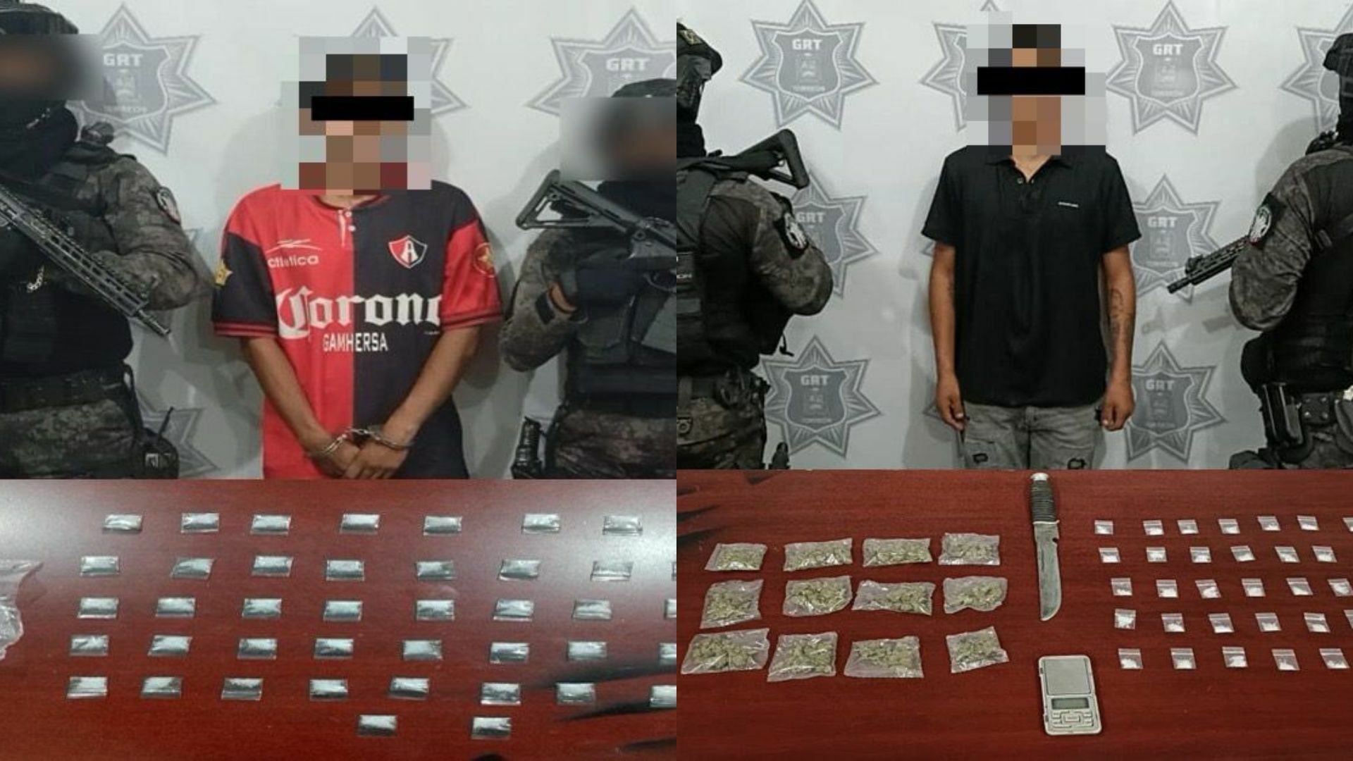 Elementos del GRT detiene a dos hombres por posesión de narcóticos. Noticias en tiempo real